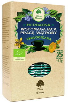 Био чай за подкрепа на черния дроб (25 x 1,5 г) 37,5 г - Dary Natury, органичен билков бленд, стимулира функцията на черния дроб, детоксикира