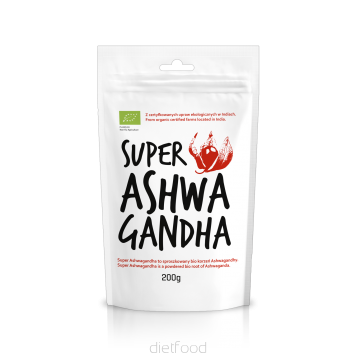Био Ашваганда на прах 200г - DIET FOOD, аюрведична добавка, антиоксидант, адаптоген, индийски женшен, подобрява нервната система
