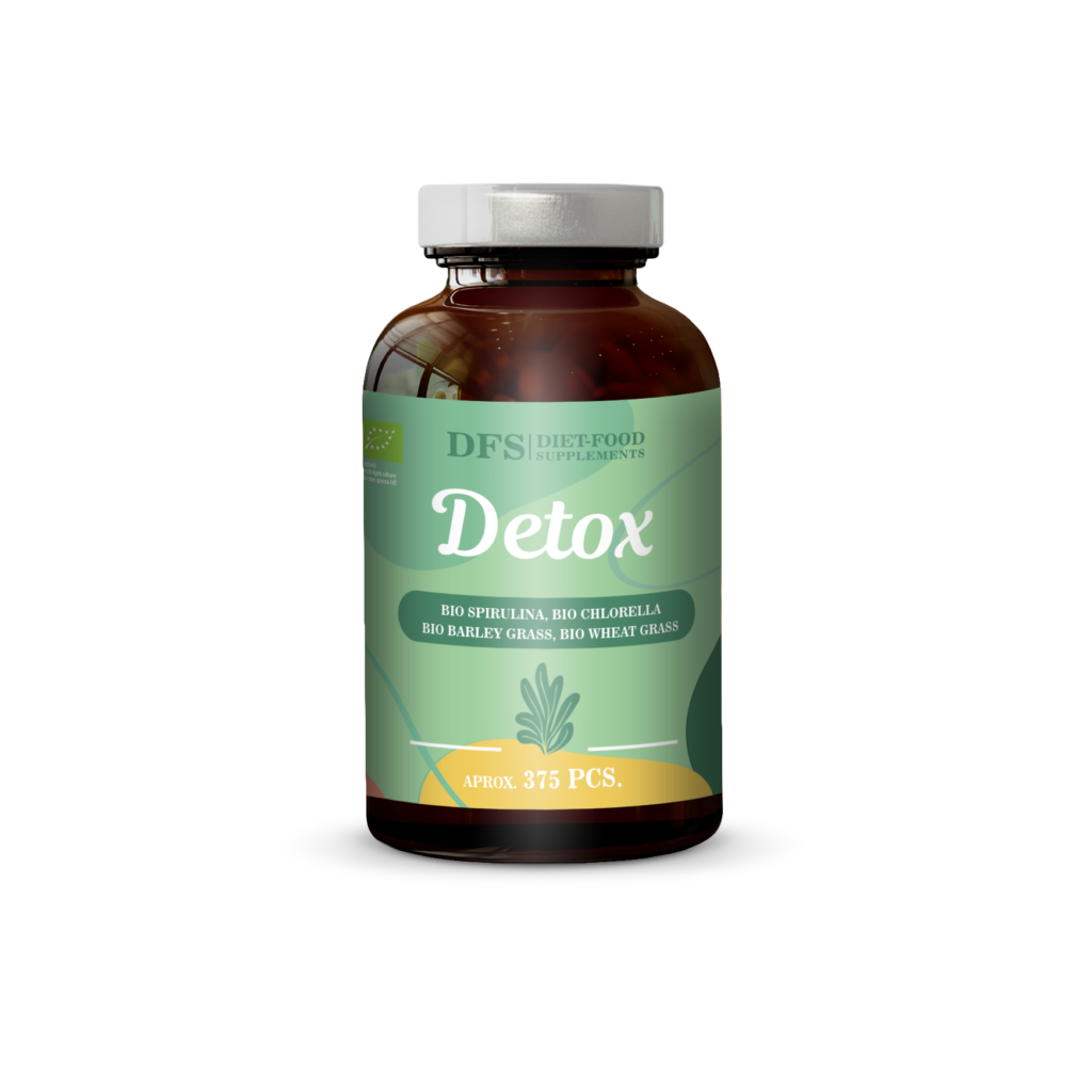 Био Детокс ~ 375 таблетки – DFS хранителна добавка, био спирулина, хлорела, супер храна, ечемични и пшенични стръкове, органично производство