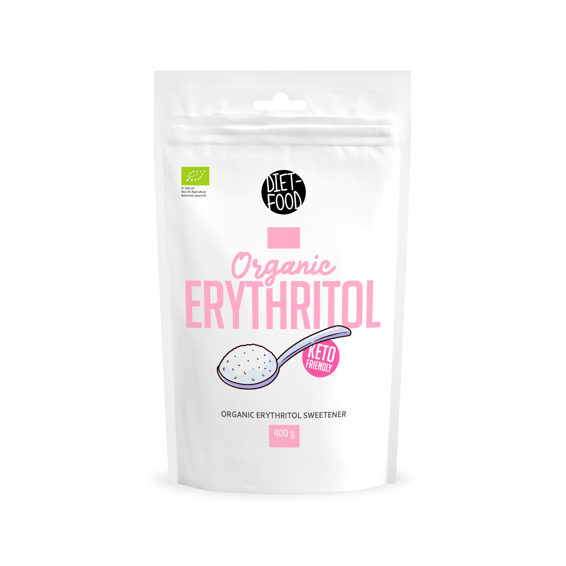 Био Еритритол 400г - DIET FOOD, органичен подсладител, естествена захар, без добавки, подходящ за диабетици, здравословни продукти