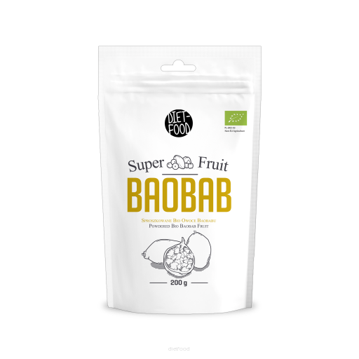 Био Баобаб на прах 200г - DIET FOOD, органичен продукт, супер храна, подобрява енергията, понижава кръвната захар, поддържа диета.