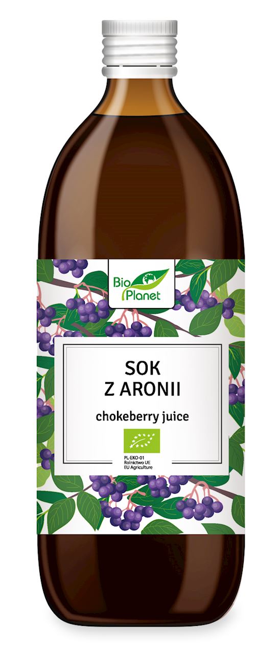 Био сок от Арония 100% - 500мл - Bio Planet в стъклена бутилка, органичен продукт, без концентрат, пастьоризиран сок, арония, Bio Planet
