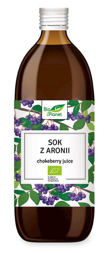 Био сок от Арония 100% - 500мл - Bio Planet в стъклена бутилка, органичен продукт, без концентрат, пастьоризиран сок, арония, Bio Planet
