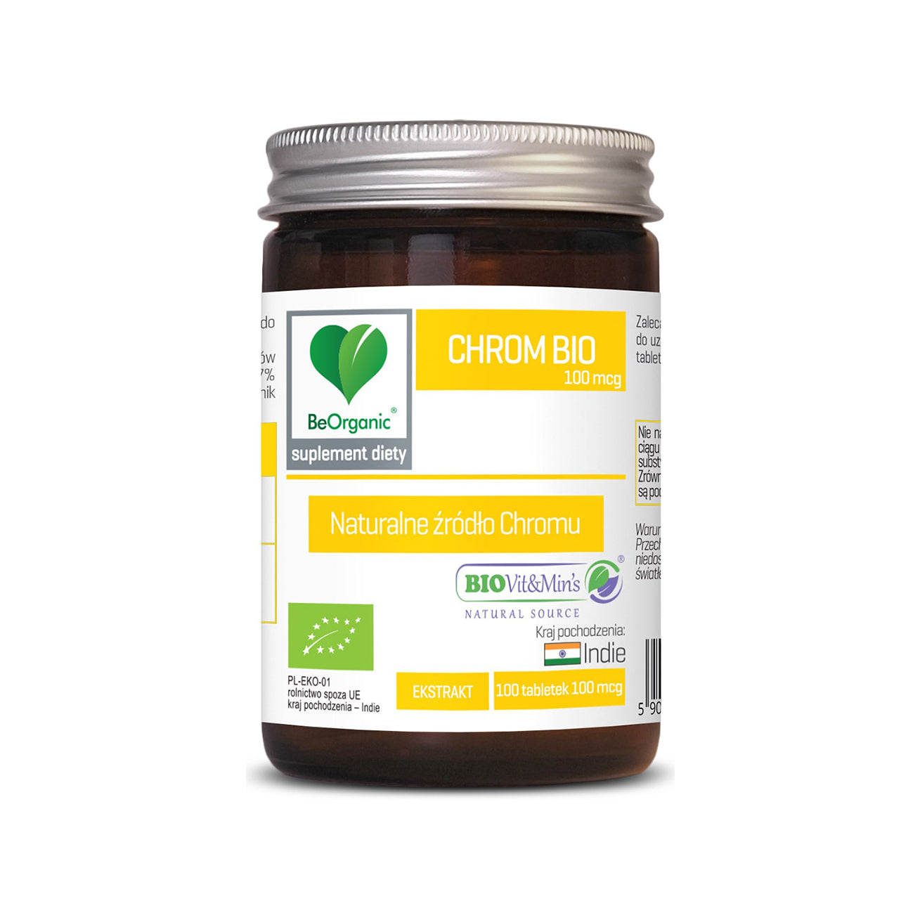 Био Хром Екстракт 100 табл. х 100mcg – BeOrganic, естествен хром от магданоз BIOVit&Min, листа къри, веган, хранителна добавка