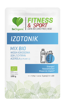 Био Изотоник микс на прах 100г - BeOrganic изотоник за активни хора, без добавки, глутен, соя, лактоза, суперхрани