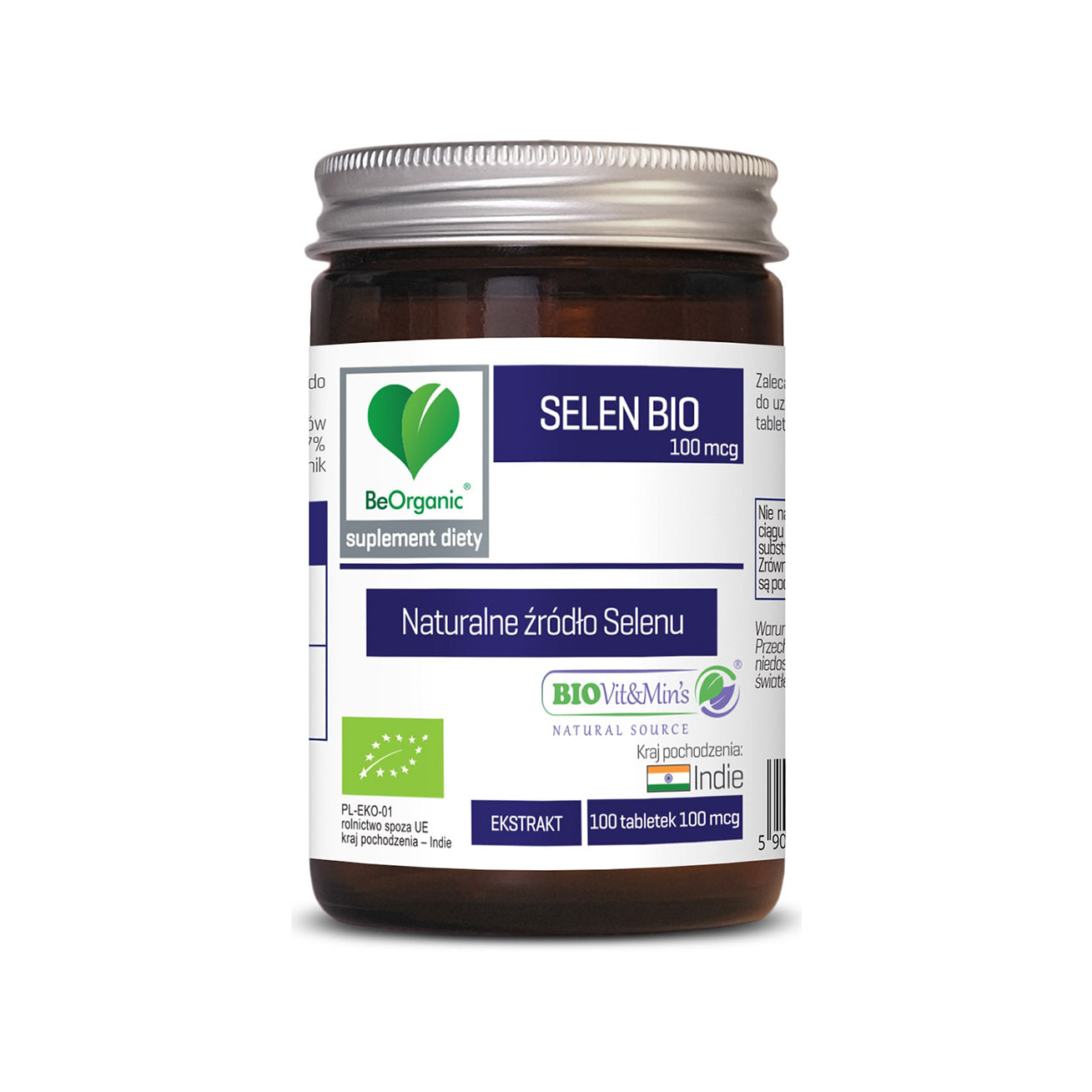 Био Селен Екстракт 100 табл. х 100mcg - BeOrganic, хранителна добавка, естествен източник на СеленЕКСТРАКТ, веган, без соя, без лактоза