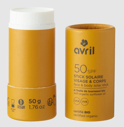 Органичен слънцезащитен стик SPF50 50 г - Avril